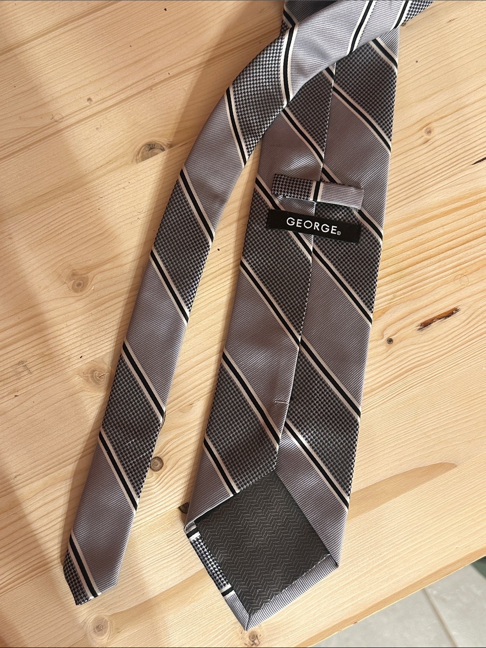 George Silver and Black Diagonal Stripe Tie - BUNDLES 5/$15
